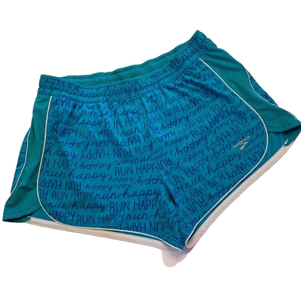 BROOKS Equilibrium Technology Running Shorts Run Happy Logo Lined Women’s Large